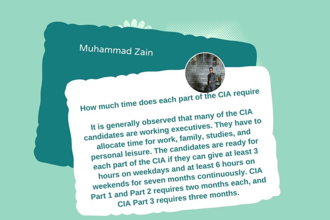 How much time does each part of the CIA require