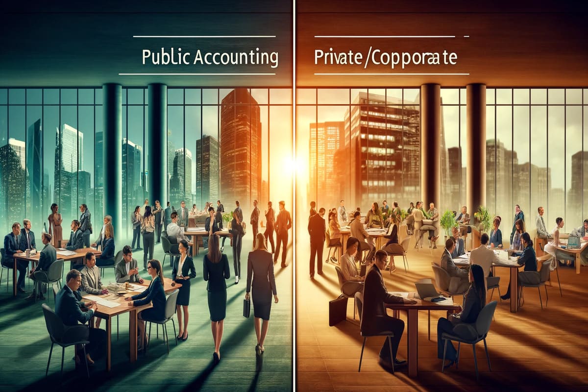 How do I choose between working in public accounting versus private/corporate accounting as a CPA